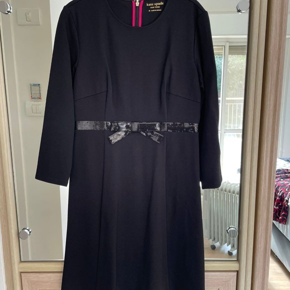 kate spade Bow-waist Ponte black Dress size medium like new - Picture 7 of 7